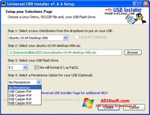 Skjermbilde Universal USB Installer Windows 10