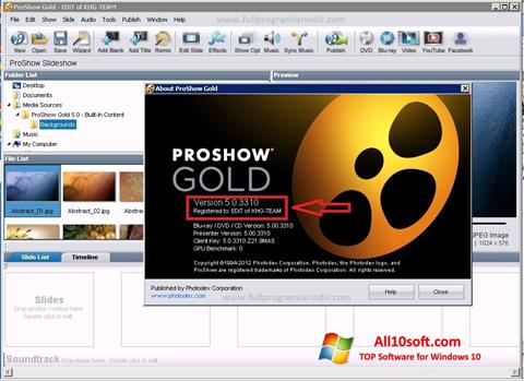 Skjermbilde ProShow Gold Windows 10