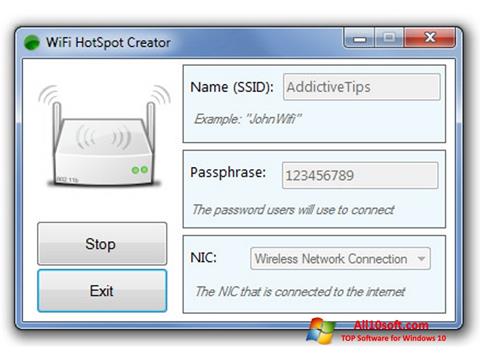 Skjermbilde Wi-Fi HotSpot Creator Windows 10