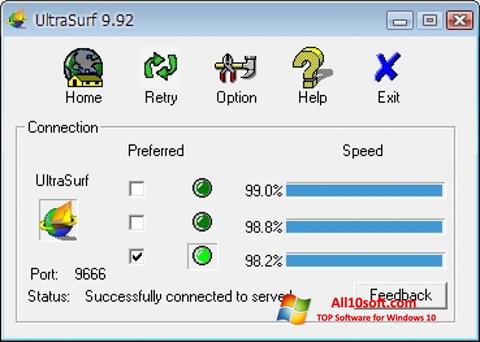 Skjermbilde UltraSurf Windows 10