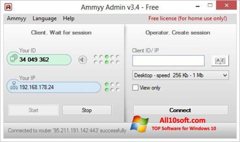 Skjermbilde Ammyy Admin Windows 10