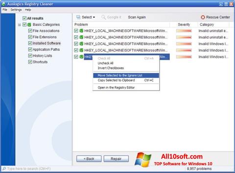 Skjermbilde Auslogics Registry Cleaner Windows 10