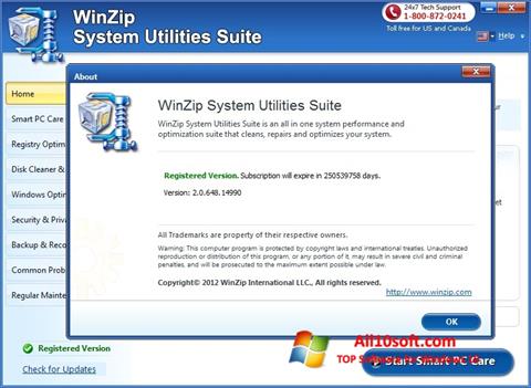 Skjermbilde WinZip System Utilities Suite Windows 10