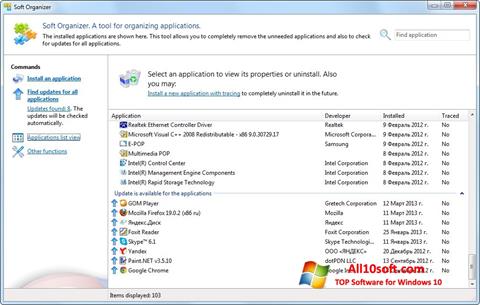 Skjermbilde Soft Organizer Windows 10