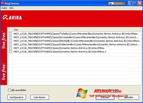 Skjermbilde Avira Registry Cleaner Windows 10