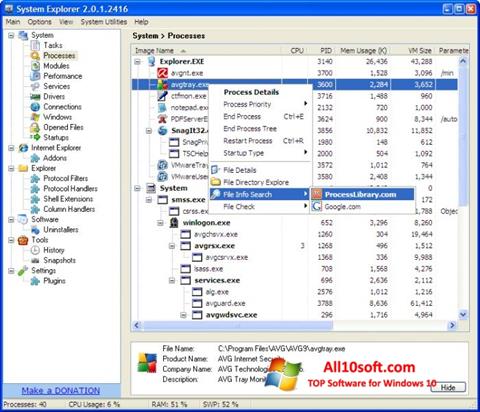 Skjermbilde System Explorer Windows 10