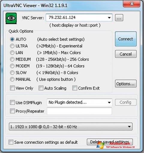 Skjermbilde UltraVNC Windows 10