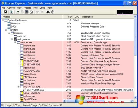 Skjermbilde Process Explorer Windows 10