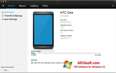 Skjermbilde HTC Sync Windows 10