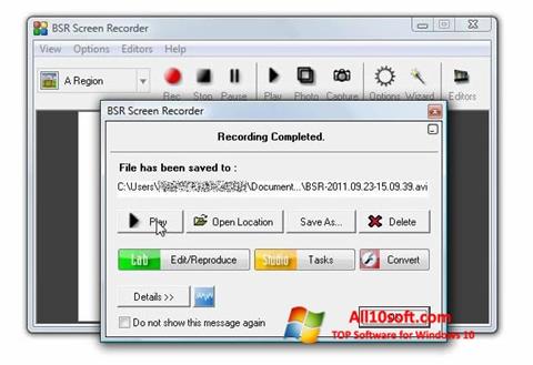 Skjermbilde BSR Screen Recorder Windows 10