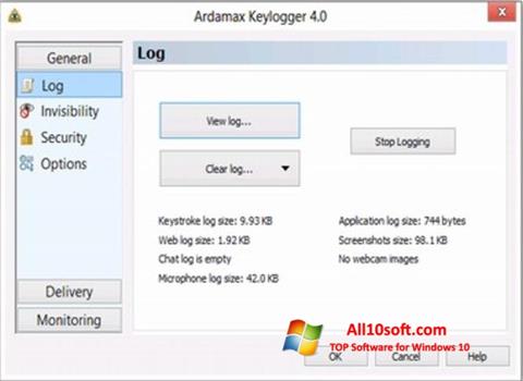 Skjermbilde Ardamax Keylogger Windows 10