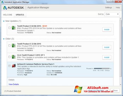 Skjermbilde Autodesk Application Manager Windows 10