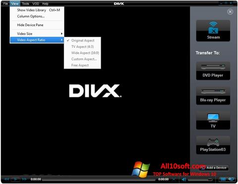 Skjermbilde DivX Player Windows 10
