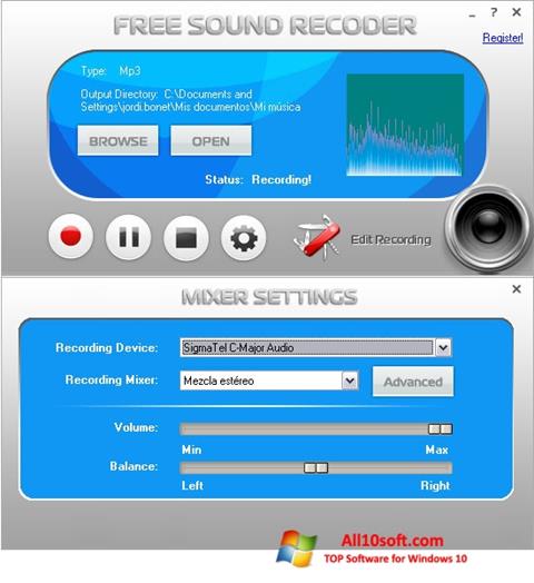 Skjermbilde Free Sound Recorder Windows 10