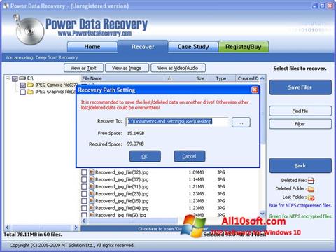 Skjermbilde Power Data Recovery Windows 10