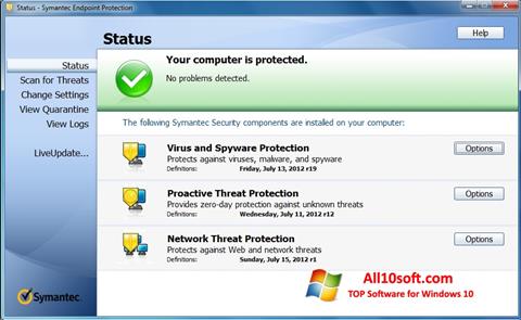 Skjermbilde Symantec Endpoint Protection Windows 10