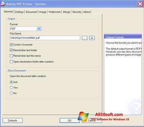 Skjermbilde BullZip PDF Printer Windows 10