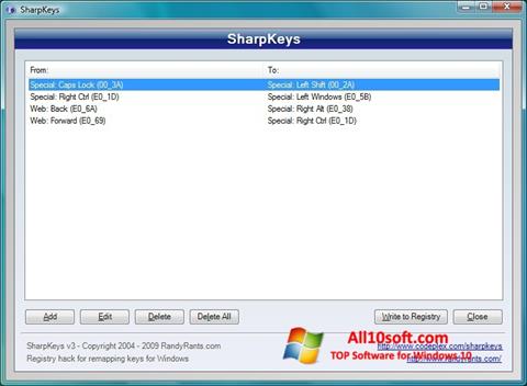 Skjermbilde SharpKeys Windows 10