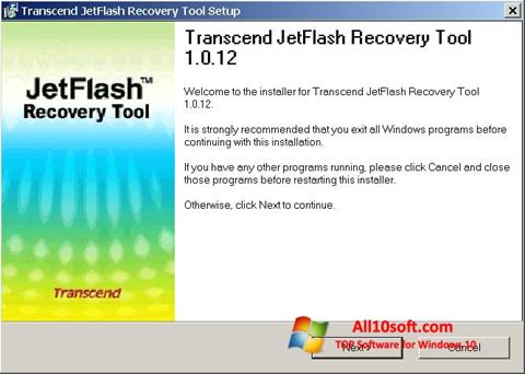 Skjermbilde JetFlash Recovery Tool Windows 10